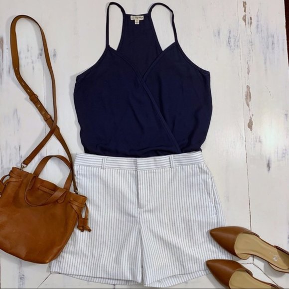 Banana Republic Pants - NWT Banana Republic White & Navy Pinstriped Shorts